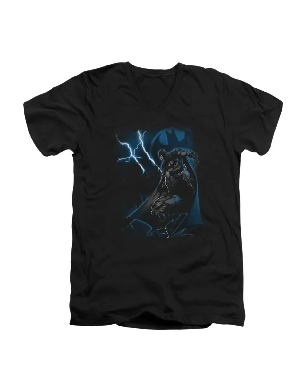 Batman Lightning Strikes V Neck T-shirt