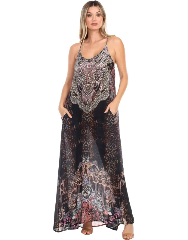 Kylie T-back Maxi Dress With V-neckline