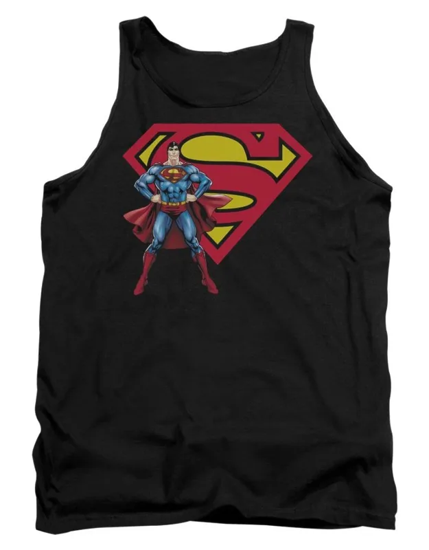Superman & Logo Adult Tank Top - 100% Pre-shrunk Cotton, Officially Licensed