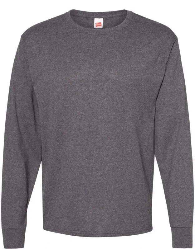 Essential-t Long Sleeve T-shirt With Ribbed Cuffs And Double-needle Bottom Hem