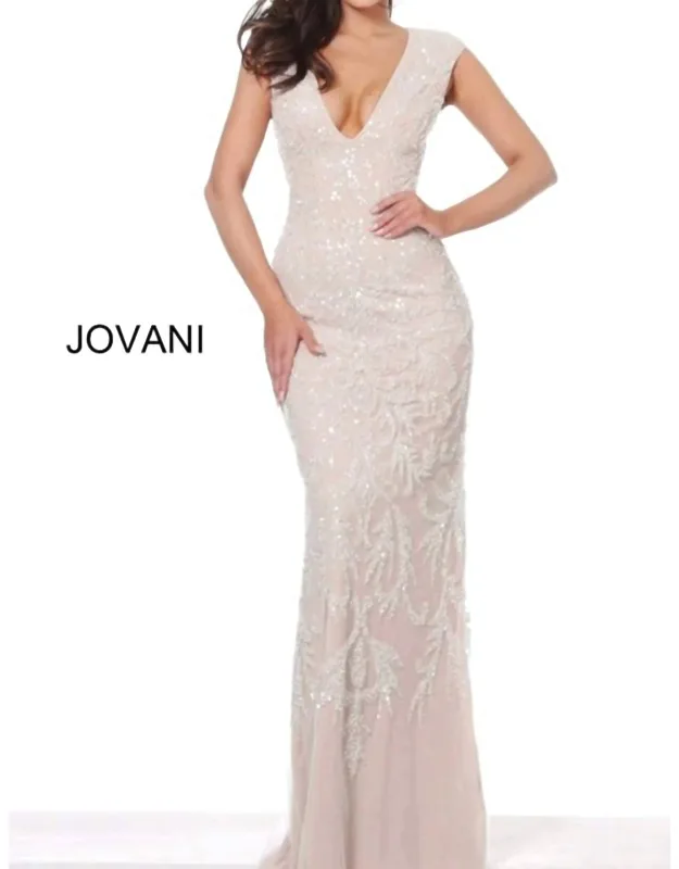 Plunging Neck Embellished Dress