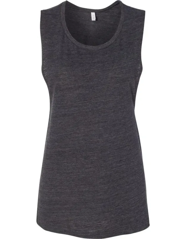 Flowy Scoop Muscle Tank With Relaxed Fit, Curved Bottom Hem