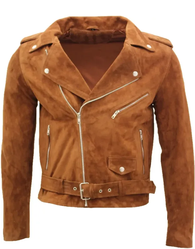 Goat Suede Leather Brando Biker Jacket
