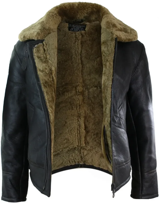 Sherling Sheepskin Cream B3 Pilot Jacket - Genuine Premium Quality Sheepskin, Extremely Warm