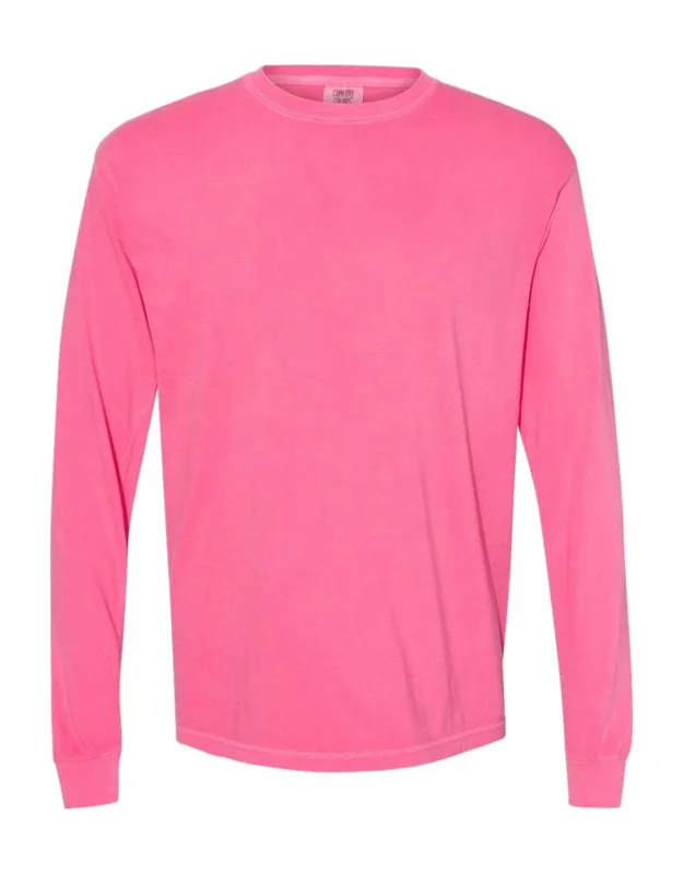 Garment-dyed Heavyweight Long Sleeve T-shirt With Relaxed Fit, Twill Taped Neck And Shoulders