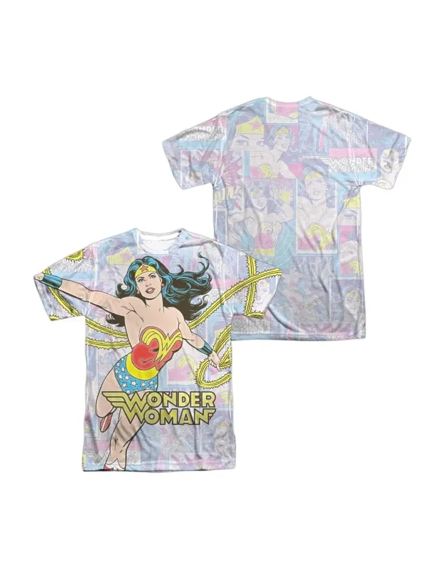 Dc Comics Wonder Woman Collage (front/back Print) Short Sleeve Poly Crew Tee / T-shirt
