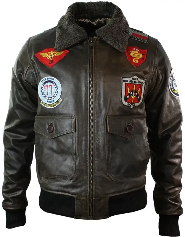 Leather Aviator Pilot Bomber Jacket With Tailored Fit And Quality Fabric
