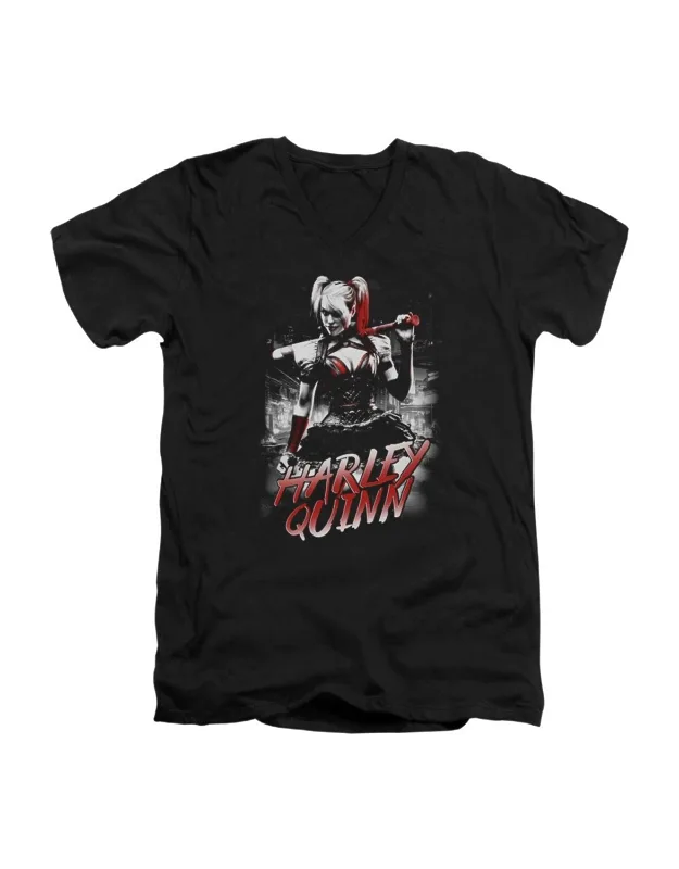 Batman Arkham Knight Quinn City V Neck Premium Cotton T-shirt