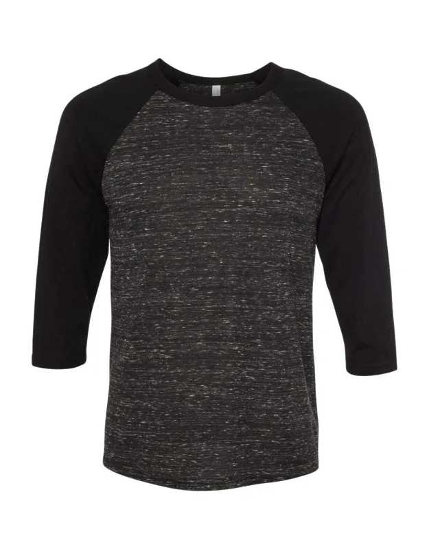 Three-quarter Sleeve Baseball Tee, Contrast Raglan Sleeves, Tear Away Label