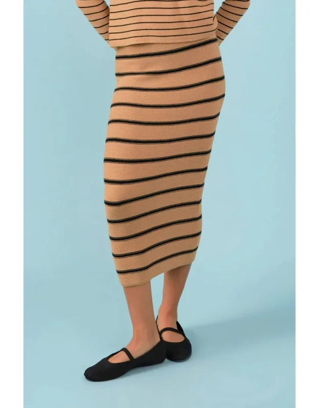 Stripe Knit Midi Skirt