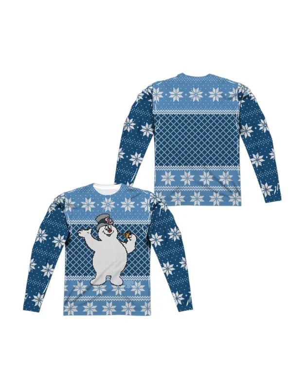 Frosty The Snowman Sweater (front/back Print) Long Sleeve Crew Tee