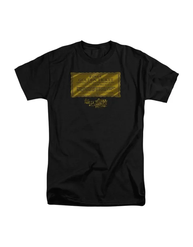 Willy Wonka And The Chocolate Factory Golden Ticket Short Sleeve Adult Tall Tee / T-shirt - Stylish 100% Cotton