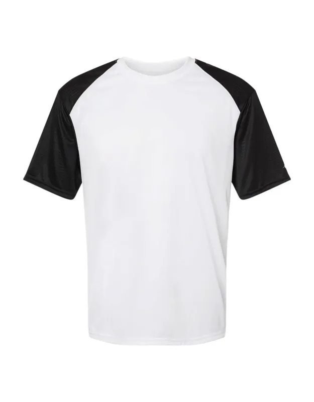 Badger Breakout T-shirt With 100% Polyester Moisture Management/antimicrobial Performance Fabric And Contrast Textured Shoulders And Sleeves