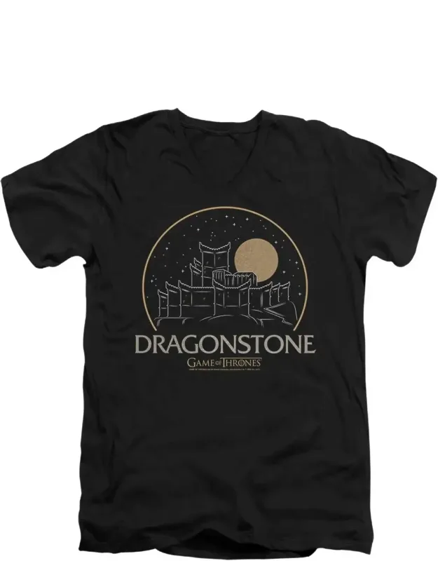 Game Of Thrones Dragonstone Short Sleeve V-neck Premium Cotton T-shirt