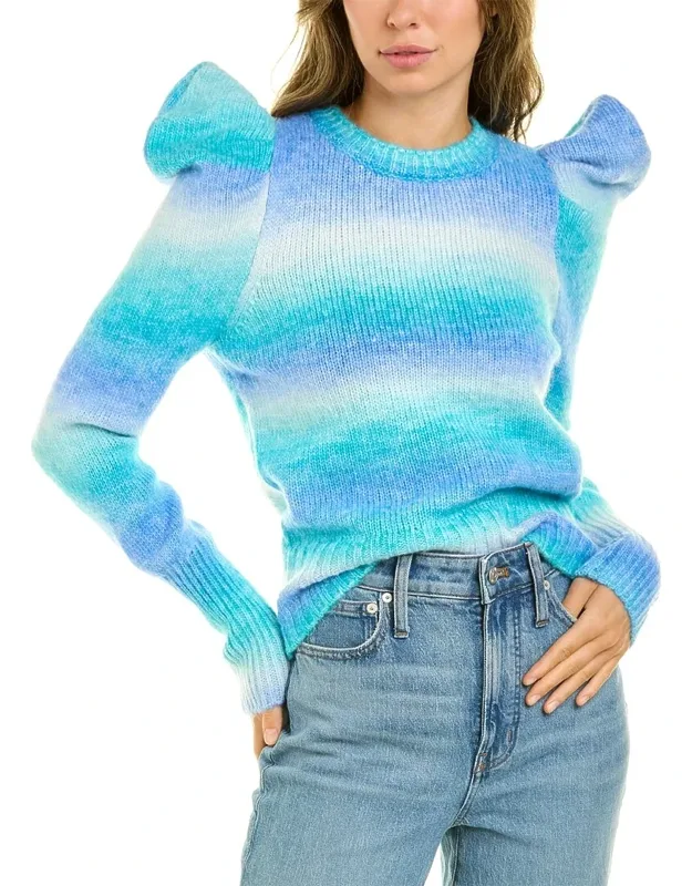 Puff Sleeve Sweater With Ribbed Trim