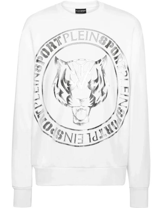 Longsleeve Sweatshirt With Stretch Cotton Fleece And Rubberised Patch