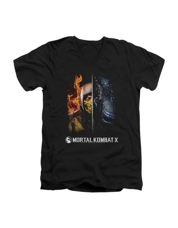 Mortal Kombat Fire And Ice Short Sleeve V Neck Premium Cotton T-shirt
