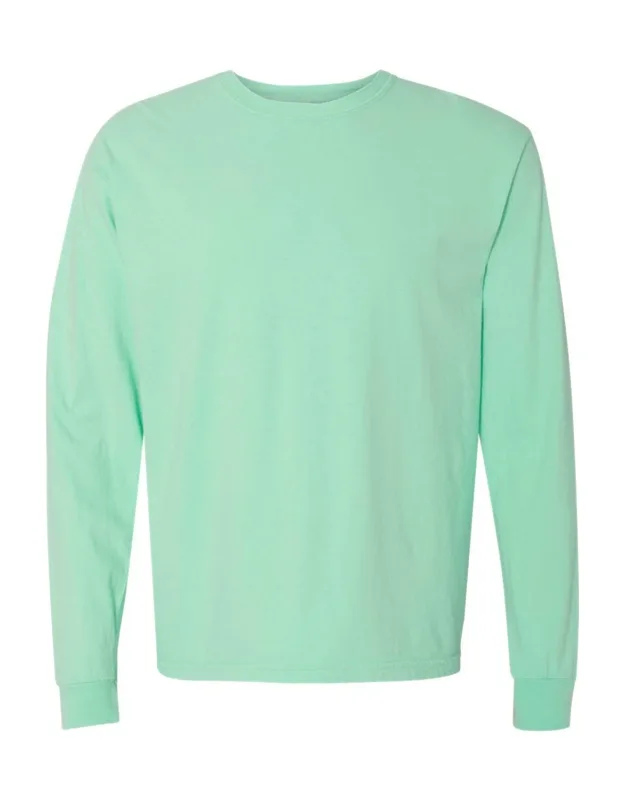 Garment-dyed Heavyweight Long Sleeve T-shirt Relaxed Fit, Twill Taped Neck And Shoulders