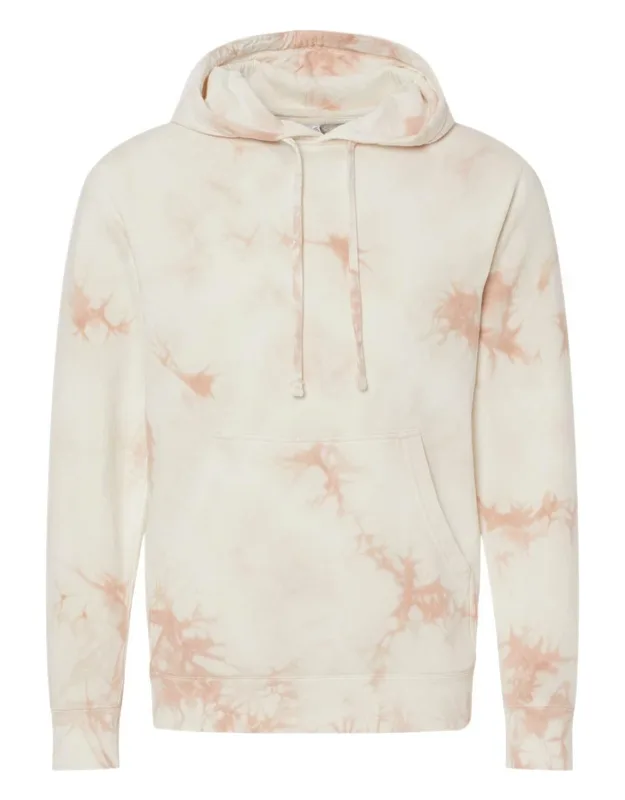 Independent Trading Co. Midweight Tie-dyed Hooded Sweatshirt With Jersey Lined Hood And Split Stitch Double Needle Sewing