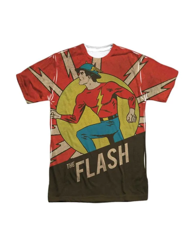 Dc Comics Flash Vintage Comic Flash (front/back Print) Short Sleeve Poly Crew Tee / T-shirt