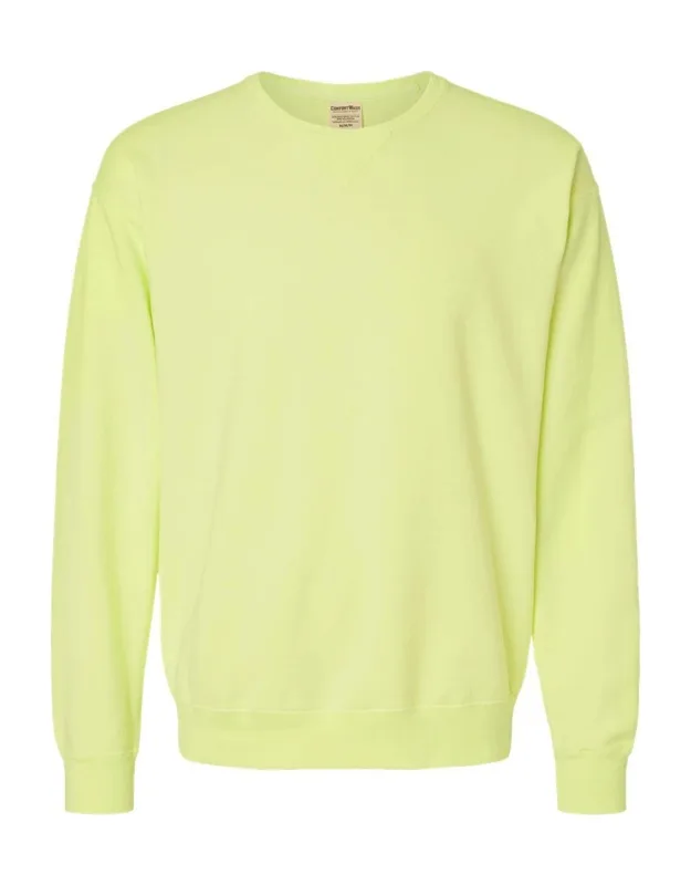 Comfortwash Crewneck Sweatshirt With Ribbed V-notch Collar And Double-needle Coverstitching
