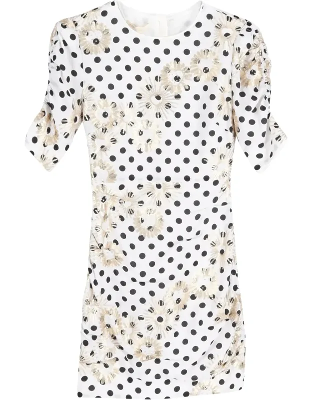 Razula Sequin-embellished Polka-dot Georgette Mini Dress