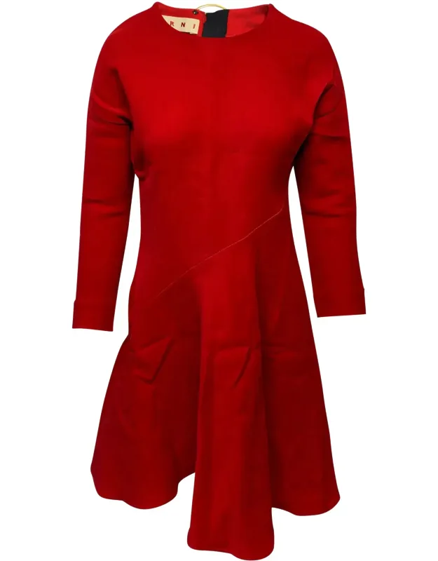 Flared Hem Long Sleeved Dress