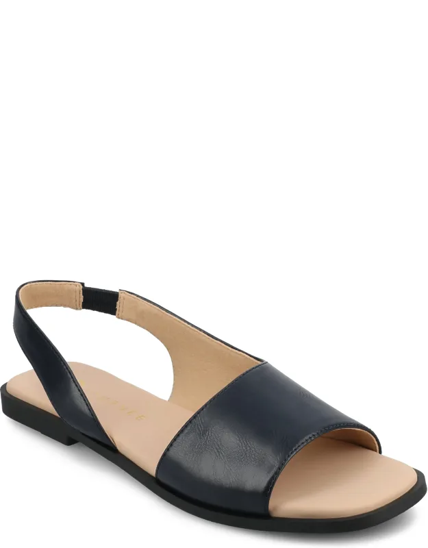 Brinsley Flat Sandals With Easy Pull-on Closure And Faux Leather Design