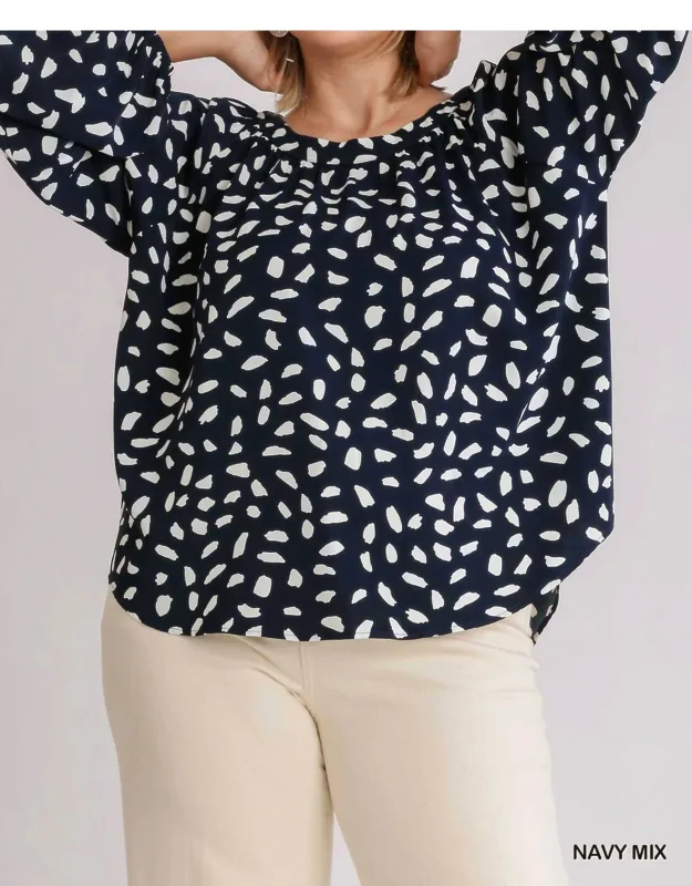 Animal Print Round Neck Long Sleeve Top