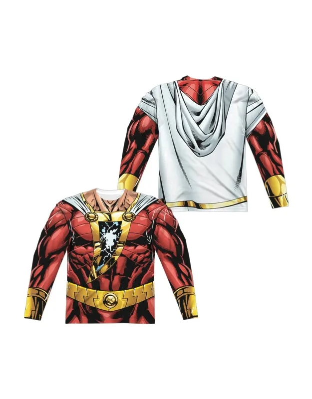 Justice League Of America Shazam Uniform Long Sleeve Crew Tee