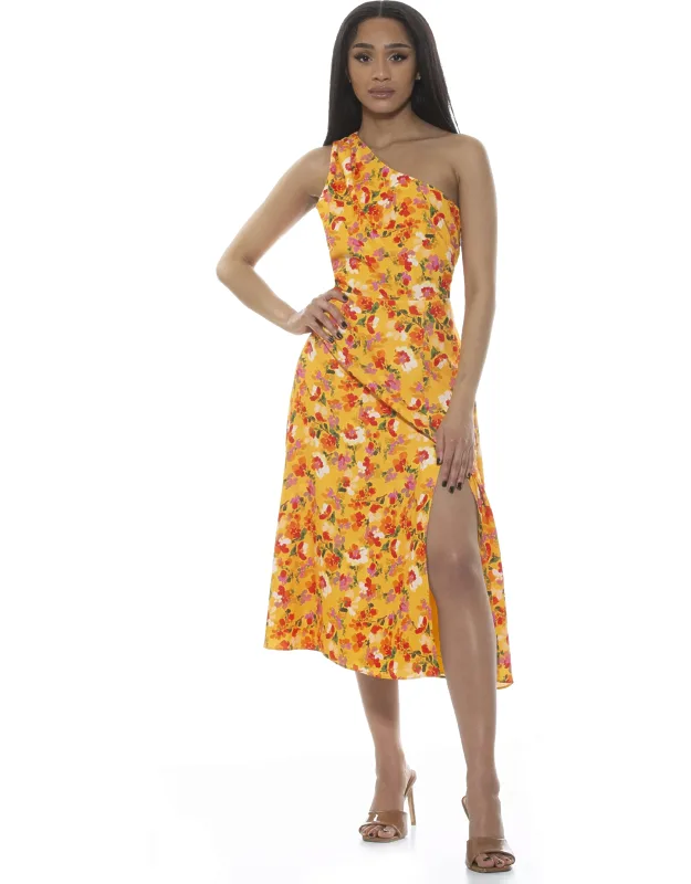 Fay Dress - One Shoulder Fit And Flare Midi