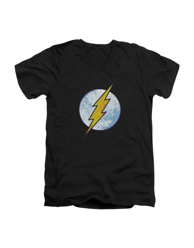 Flash Neon Distress Logo Short Sleeve V Neck Tee