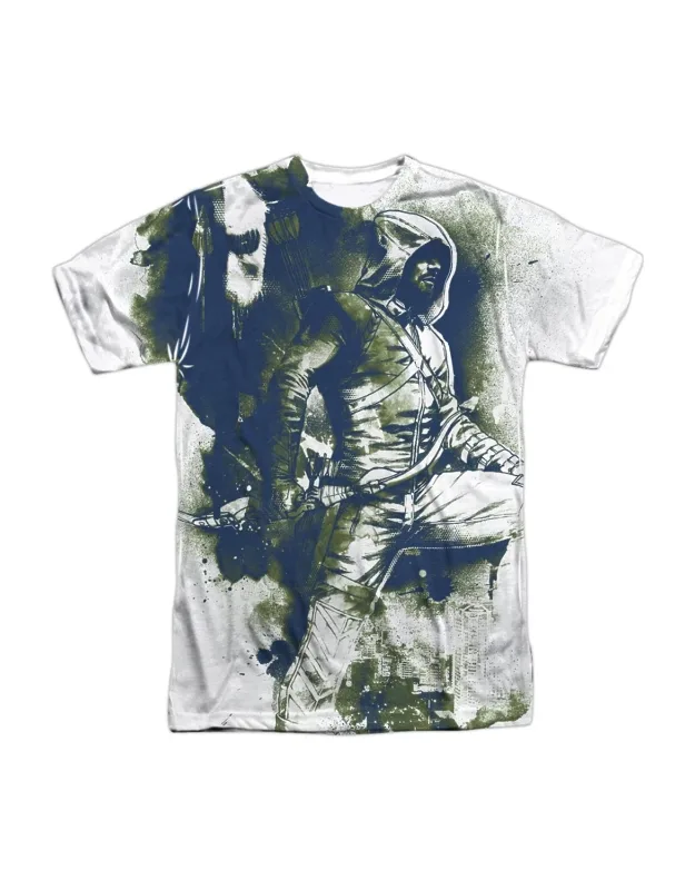 Arrow Spray Paint Short Sleeve Poly Crew Tee, Stylish Everyday Wear