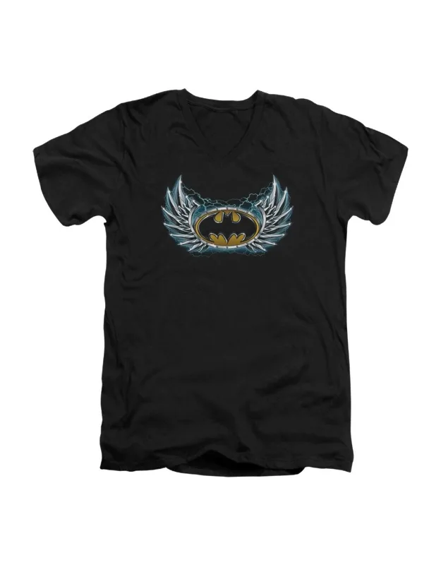 Batman Steel Wings Logo Short Sleeve V Neck T-shirt