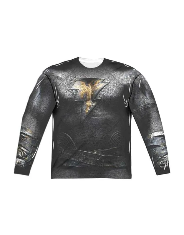 Black Adam Outfit Long Sleeve Poly Crew Tee - Stylish For Everyday Wear, 100% Officially Licensed