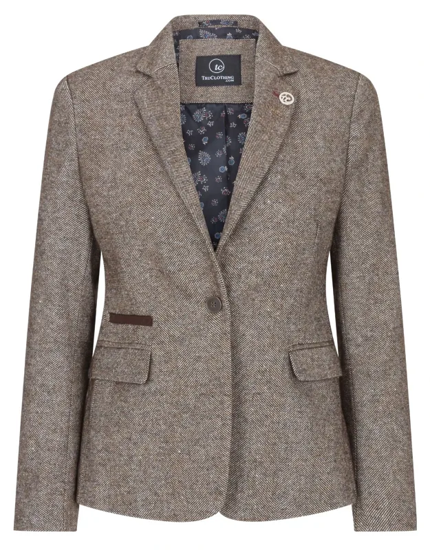 Wsn - Blazer Tweed Herringbone 1920's Wool Acrylic Blend 1 Button Tweed Blazer Jacket, Waistcoat (sold Separately)