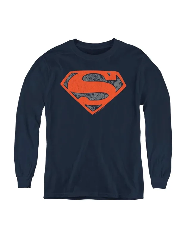 Superman Vintage Shield Collage Long Sleeve Tee