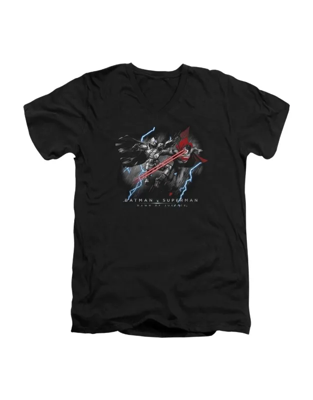 Batman V Superman Lightning V Heat Vision Short Sleeve V Neck Premium Cotton T-shirt
