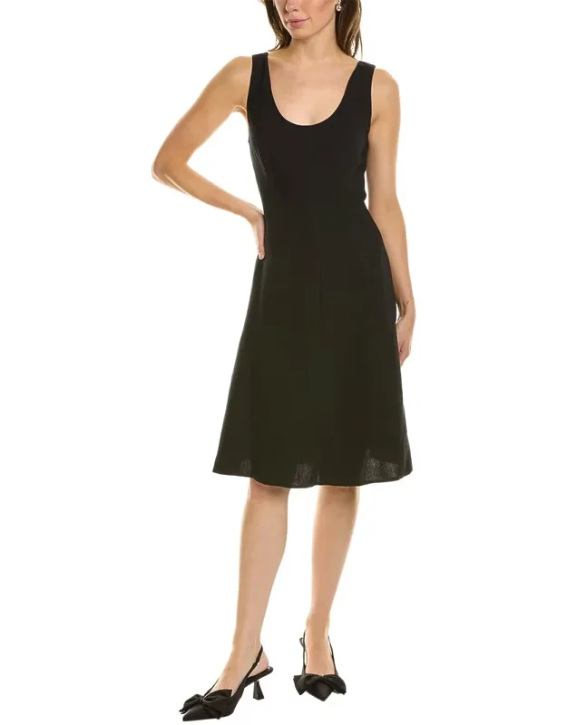 Paneled Linen-blend A-line Dress