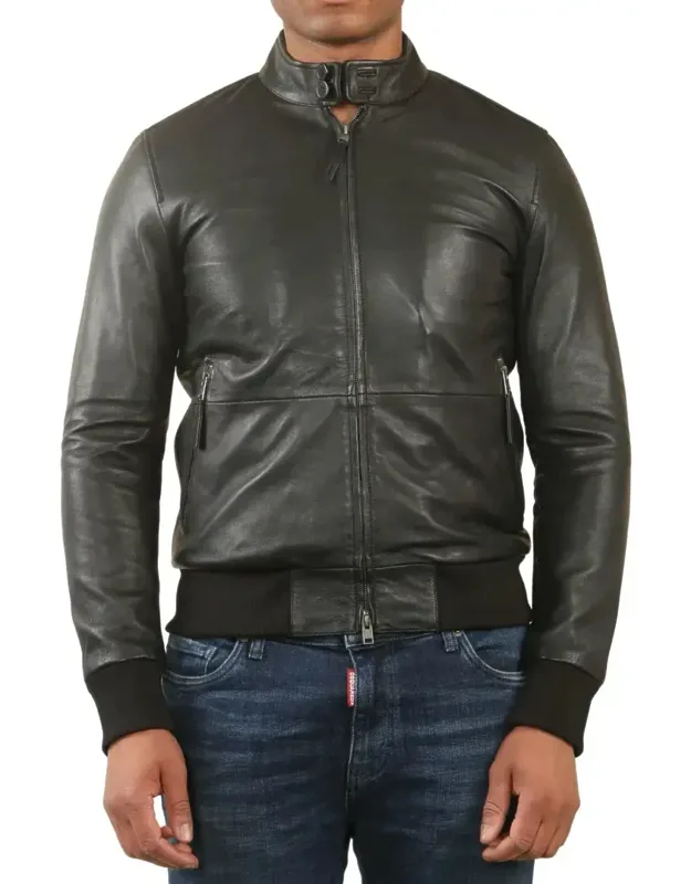 Retro Real Leather Bomber Jacket