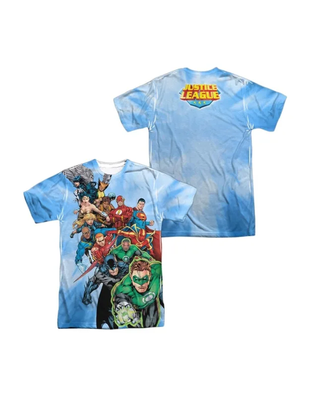 Justice League Of America Heroes Unite (front/back Print) Short Sleeve 100% Poly Crew Tee / T-shirt