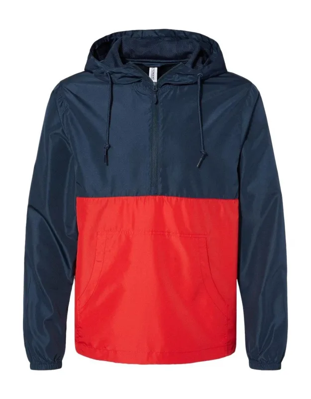 Independent Trading Co. Lightweight Quarter-zip Windbreaker Pullover Jacket With Waterproof Pressure Resistance And Elastic Cuffs