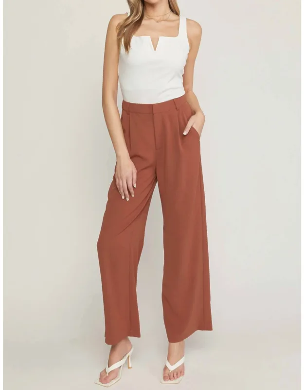 High Waisted Full Leg Pants With Pockets