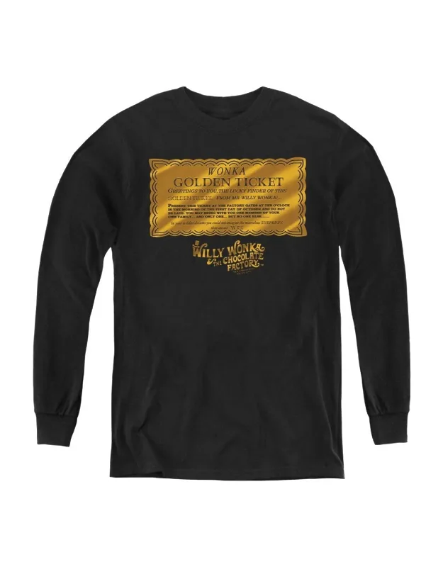 Willy Wonka And The Chocolate Factory Golden Ticket Long Sleeve Tee