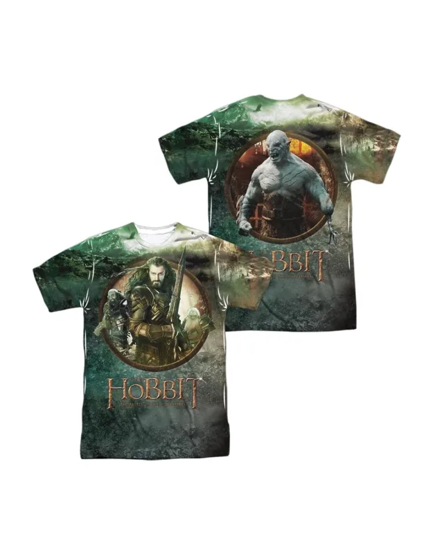 Hobbit Dwarves Vs Azog (front/back) Short Sleeve Poly Crew Tee - Stylish For Everyday Wear, 100% Officially Licensed