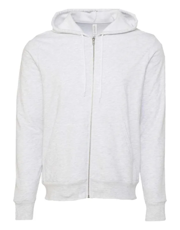 Sponge Fleece Full-zip Hoodie With Ribbed Cuffs And Split-pouch Pocket
