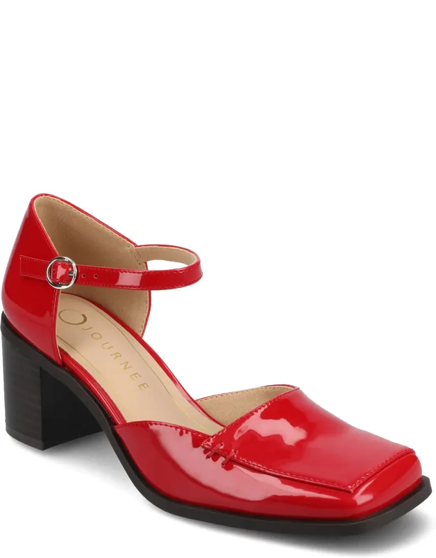 Evangeline Block Heel Pumps With Ankle Strap And Comfort Insole