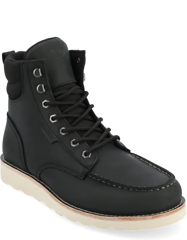 Water Resistant Moc Toe Lace-up Boots