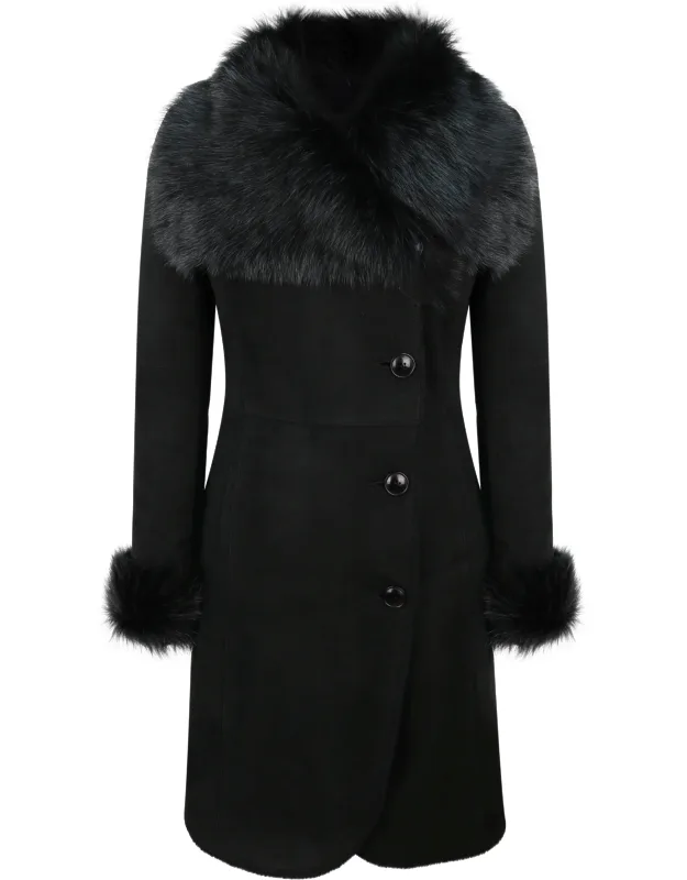Sheepskin Suede 3/4 Long Trench Coat