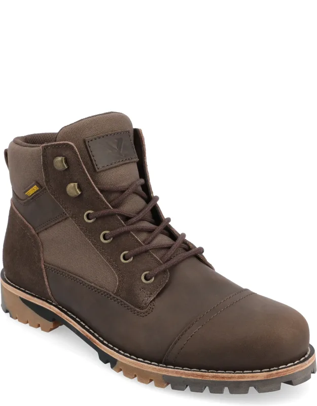 Water Resistant Cap Toe Lace-up Boots